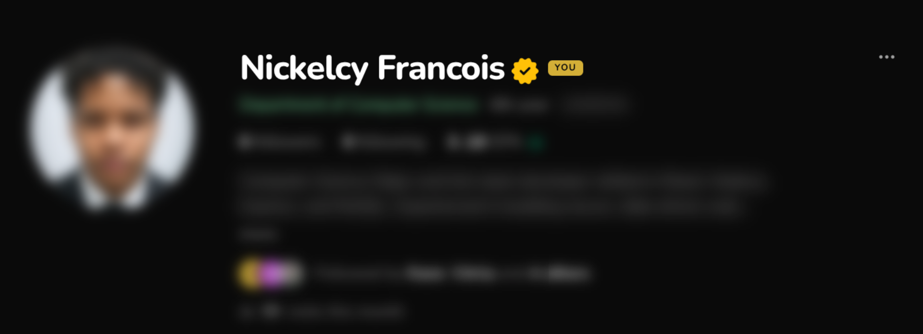A profile with the gold verified badge next to the student's name